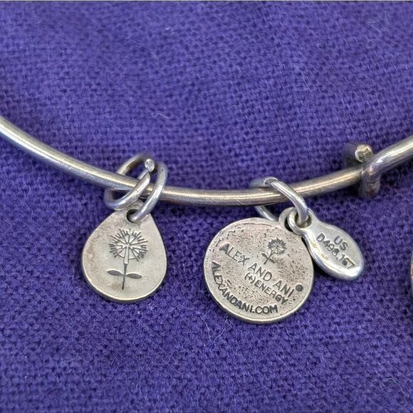 Alex and Ani Initial "K" Charm Bangle Bracelet - Rafaelian Silver - Picture 5 of 10